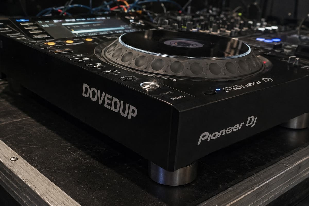 A Pioneer DJ CDJ player marked DOVEDUP
